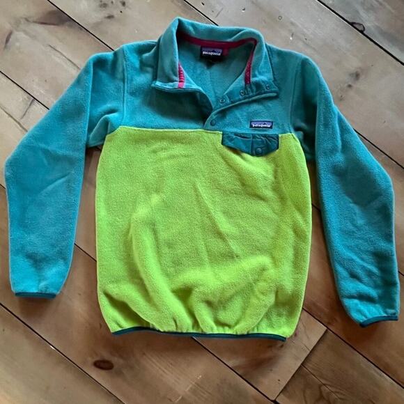 Patagonia Synchilla Women's Fleece Pullover. Buttons. Colorblock. Green/Teal. XS - Picture 4 of 8